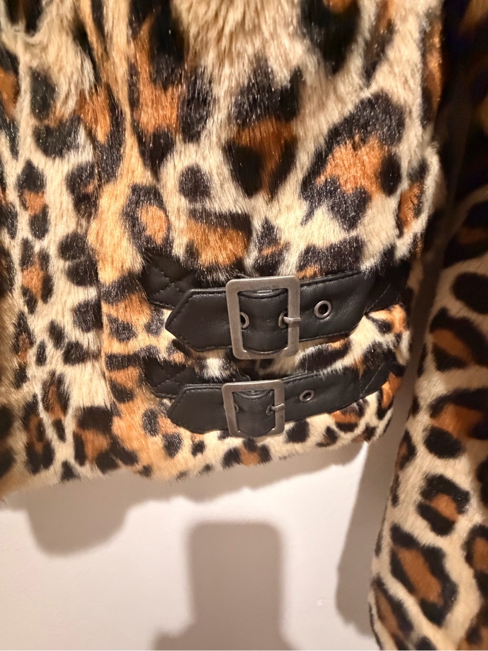 Rebecca Minkoff S Hudson Faux Fur Moto Jacket Leopard Print - Picture 6 of 6
